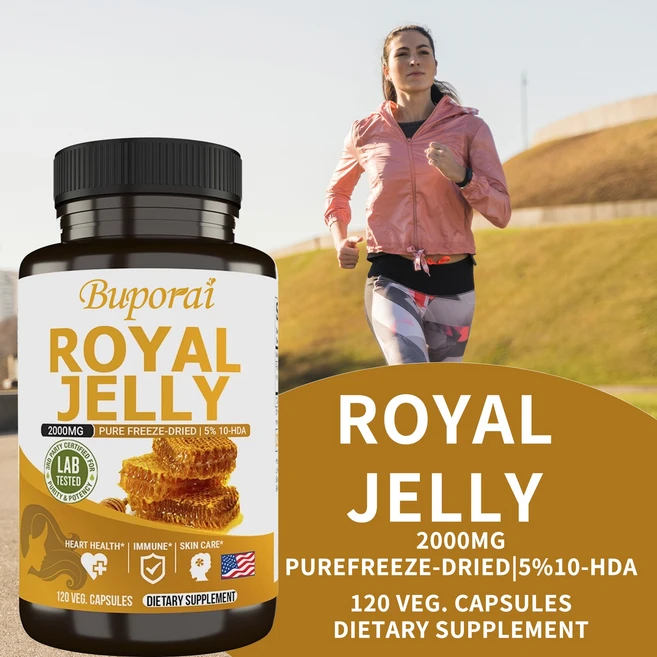 로열젤리 2000mg - 5% 10-HDA 함유 순수하고 신선한 비유전자변형 동결건조 벌꿀 로열젤리 - 면역력 활력 피부 관리 지구력 증진을 위한 유기농 콜라겐 보충제, 1개, 120정 - 쿠팡