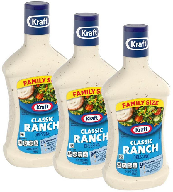 크래프트 클래식 랜치 샐러드 드레싱 Kraft Classic Ranch Dressing, 710ml, 3개