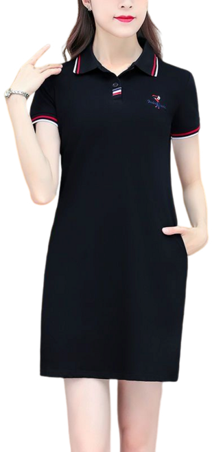 여성용 골프웨어 순면 카라 미디 반팔 여름 원피스 Women's Dress 뉴타임즈 H189J988