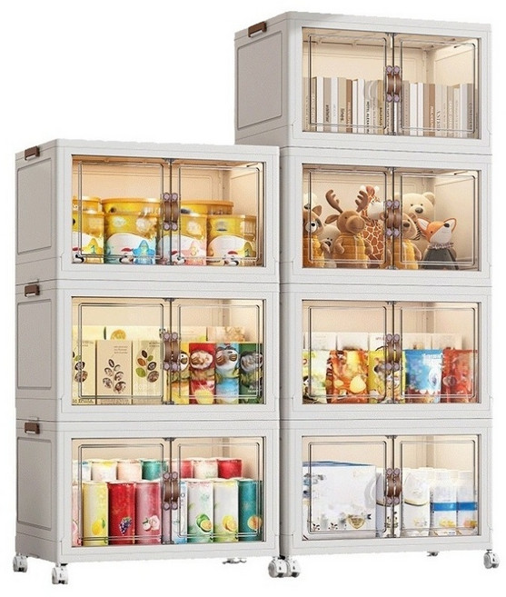 다용도 이동식 접이식 수납장 옷 수납정리함 BY-E-07, 3단, 화이트