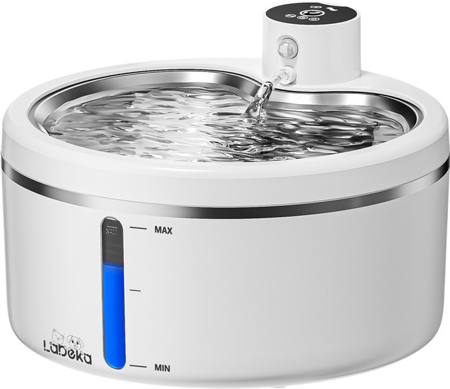 LABEKA 무선 고양이정수기 3.5리터 모션 센서 및 저소음 펌프 탑재 3가지 작동 모드-둥근, 1세트, 하얀색, CP0021-1