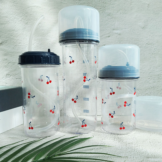 국내생산 환자 물병 빨대병, 2개, 체리, 400ml