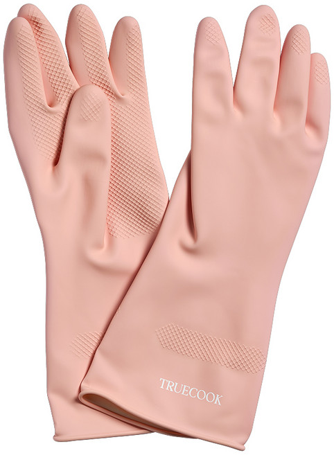 트루쿡 키친 천연 라텍스 고무장갑, 핑크, 대(L), 3개