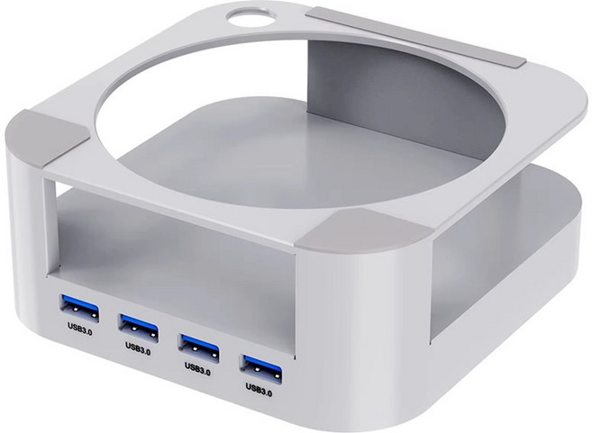 2024 맥 미니 M4 컴퓨터용 도킹 스테이션 USB 허브 데스크탑 스탠드 포트 Pro PC 액세서리, [01] Silver Hub