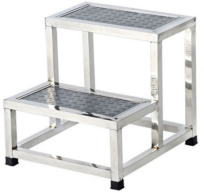 국내배송 2단 스테인레스 이동식계단 미끄럼방지 안전 작업 발판, 1개