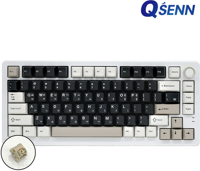 큐센 Q75 가스켓 방식 풀윤활 유무선 블루투스 기계식 게이밍 키보드, 크림치즈, F75, 크림치즈축