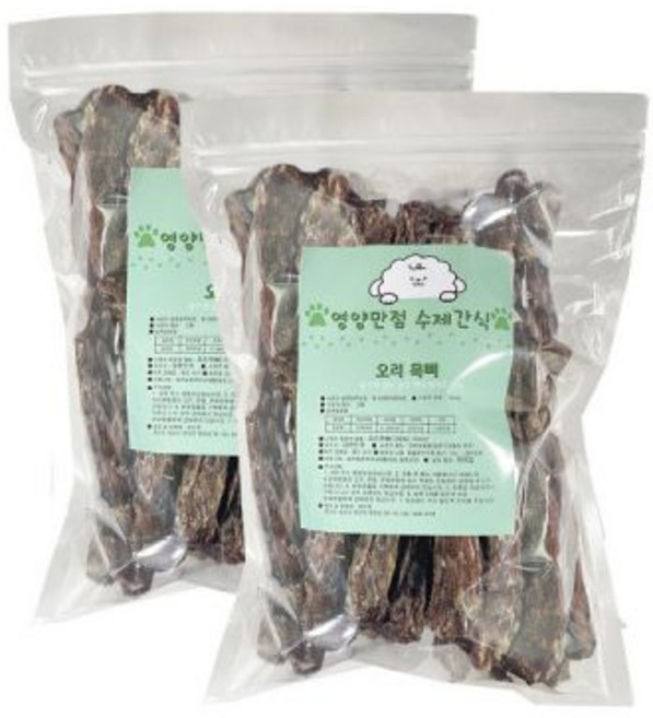 오리 목뼈 600g(긴목뼈) 약 14cm 2개/국내산 강아지 수제간식 대형견 대용량 간식 애견 개껌, 2개, 600g