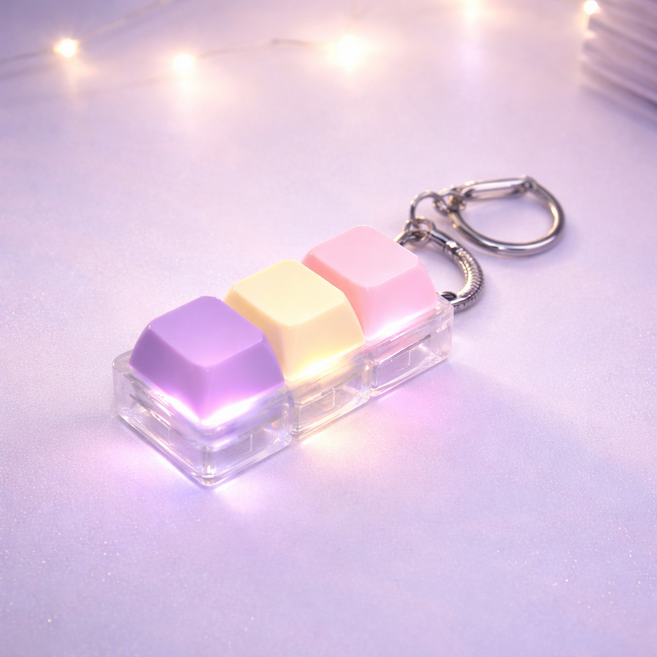 펫더월드 LED 키보드 불빛 키링 딸깍이 mbti 선물, 3구, 1개, LED 랜덤