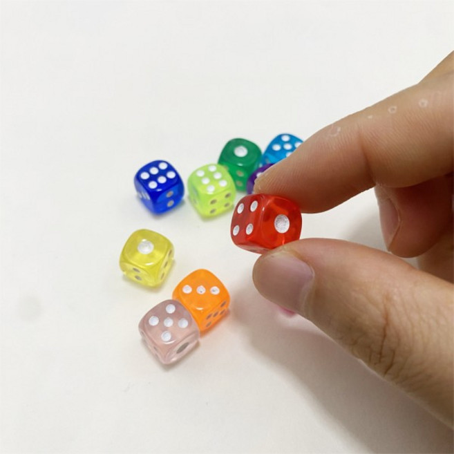20 개/몫 10mm 투명 아크릴 6 양면 포인트 미니 주사위 클럽/파티/가족 게임 색 클리어 라운드 앵글, 05 tell us the color