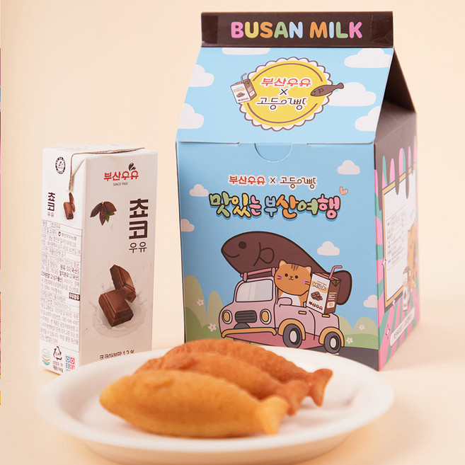 [부산우유X고도리빵] 초코우유+초코빵3입, 3개, 20g