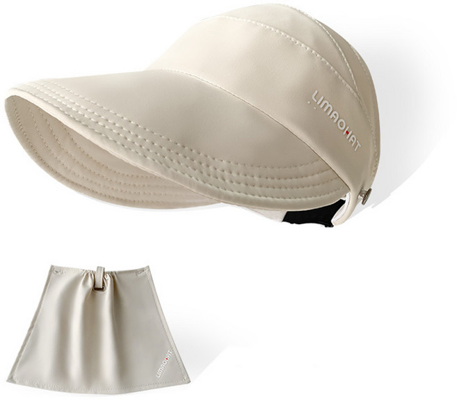 伊德萊斯 大帽簷抗UV空頂防曬遮陽帽 兩用護頸帽 女防曬帽(可調節 高爾夫球帽 鴨舌帽)