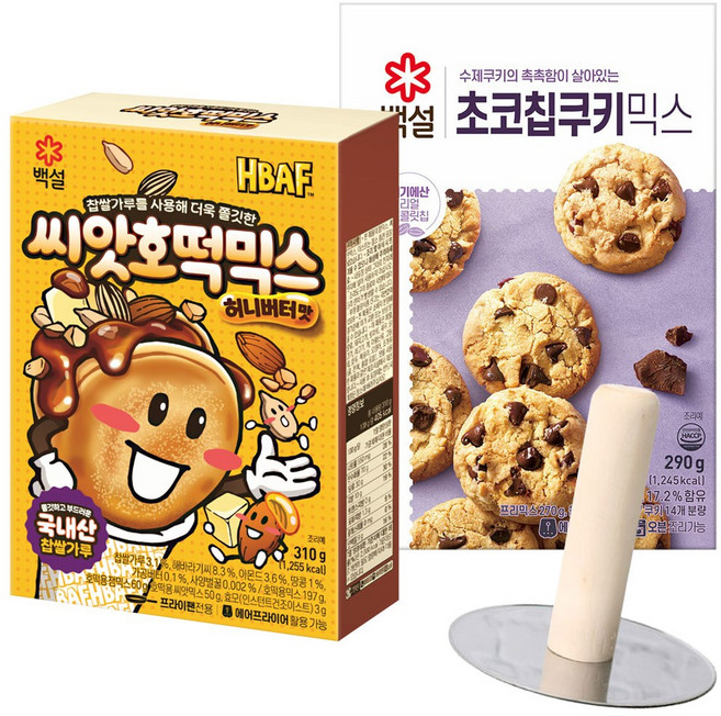 씨앗호떡믹스허니버터310g+초코칩쿠키믹스290g+(증정)누르개, 1세트, 600g