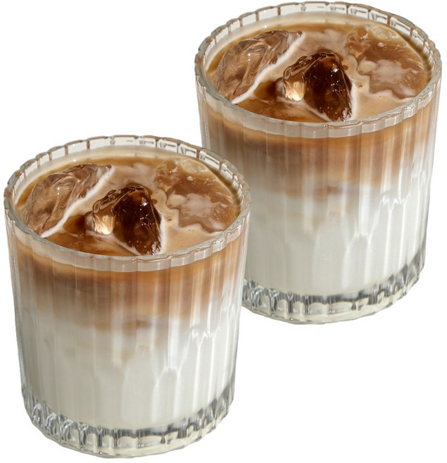 클래식 플리츠 유리컵 카페컵 언더락잔, 2개, 클리어