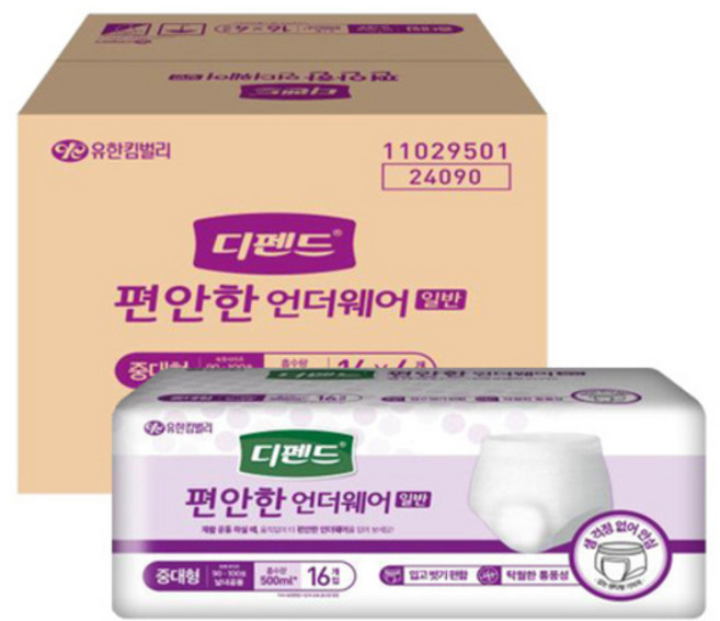 디펜드 편안한 언더웨어 일반 중대형 16매x4팩 (24183), 16매입, 4세트