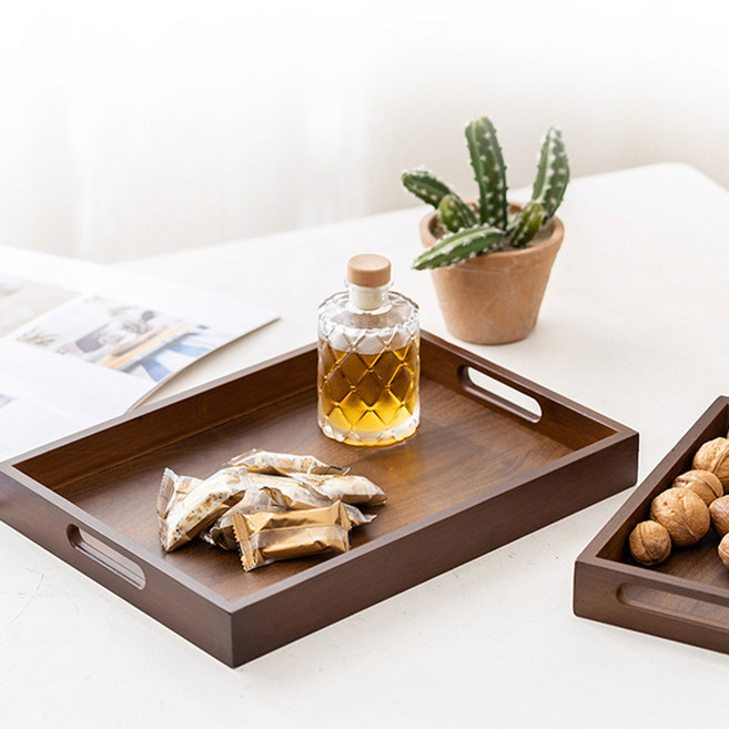 에이리빙 미니 나무 사각 우드 쟁반 예쁜 원목트레이, 1개, 스모키월넛