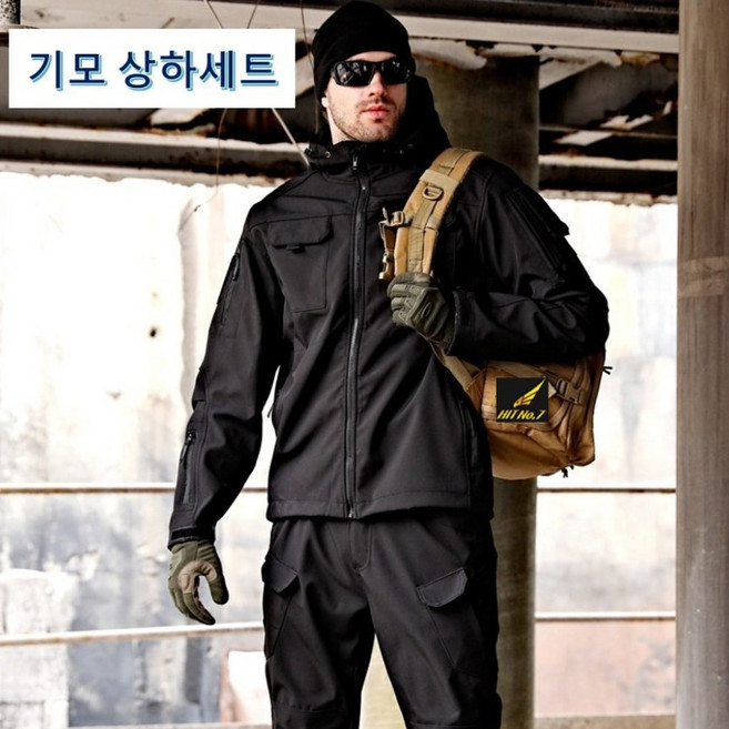 SWAT 기모 전술복 상하세트 남성 가을 겨울 방한 작업복 낚시복 등산복 오토바이 바이크 IX7 텍티컬 방수 바지 자켓 IX7SET, 블랙
