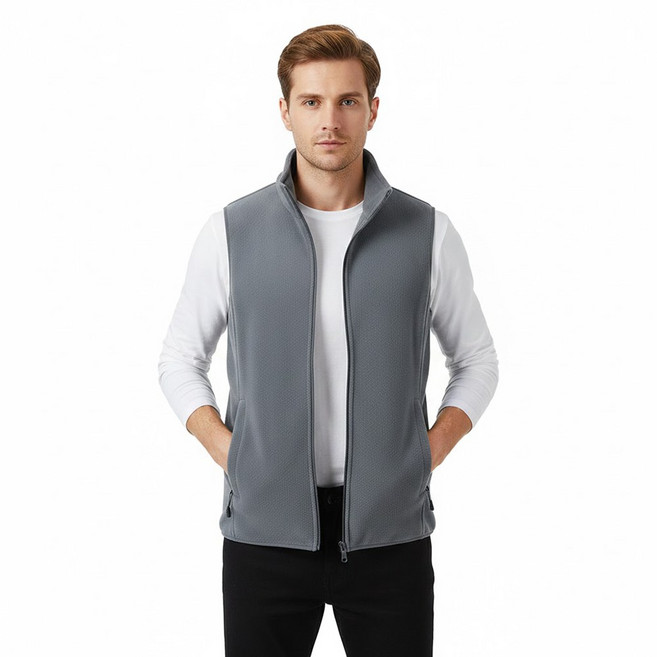 차쿠 남성 후리스 조끼 하이넥 목폴라 아웃도어 캠핑 낚씨 조끼