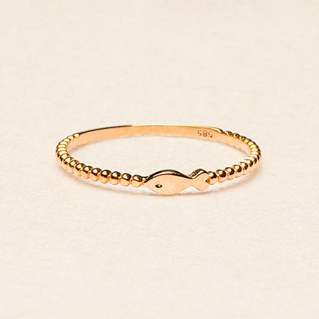 [윗치비쥬] 볼 피쉬 14k 18k 레이어드 물고기 행운 반지