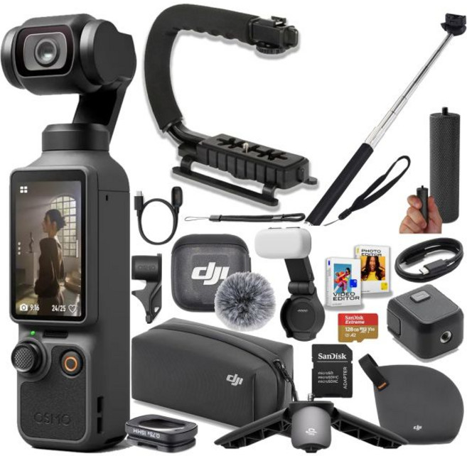 DJI Osmo Pocket 4 Creator 콤보 4K/240fps 브이로그 카메라 3축 손떨림 보정 Active Track 7.0 마이크 + 조명 포함 128GB 메, DJI Osmo Pocket 4 Creator 콤보,