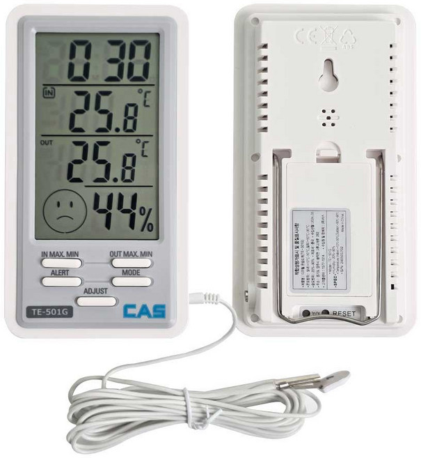 카스 TE-501G 디지털 실내외 온습도계, 1개
