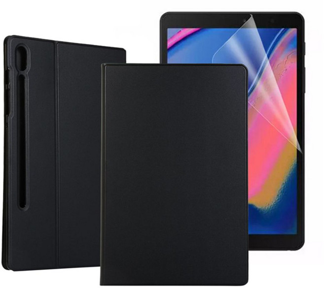 갤럭시탭s9 울트라 슬림 케이스+전면 보호필름 지문방지 거치 슬림케이스, 레드