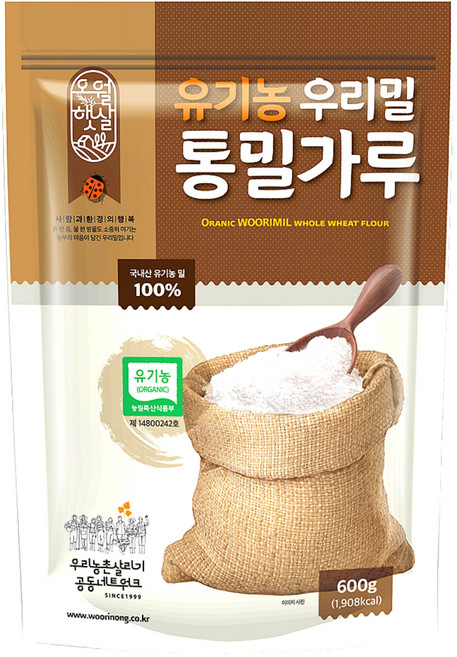 오월햇살 유기농 우리밀 통밀가루, 600g, 1개