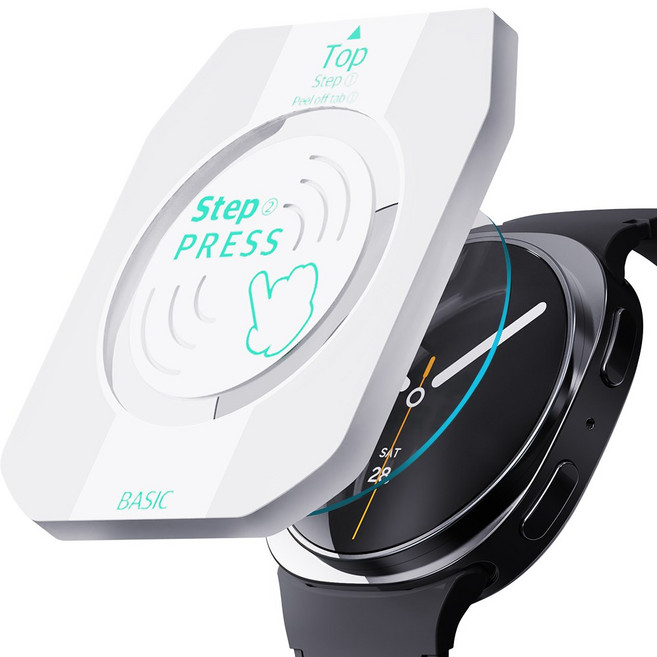 갤럭시워치8 강화유리 액정 보호 필름 2매 40 44 46 제로핏, 1개, 투명