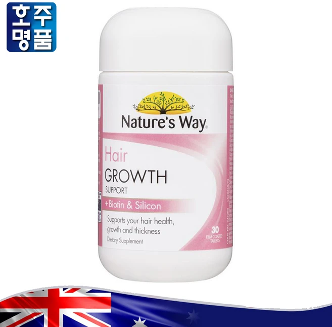 Natures Way Hair Growth Support 네이쳐스 웨이 헤어 그로스 서포트 비오틴 & Silicon 30 정, 1개 - 쿠팡
