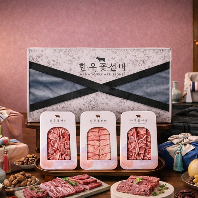한우선물세트 투뿔 한우 명절 선물세트 마장동 투쁠 소고기 구이용 스테이크, 1세트, 4.무궁화: 갈비살400g+살치살300g+채끝살300g