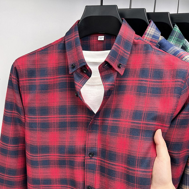 남성 봄 가을 체크 긴팔 셔츠 캐주얼 체크남방