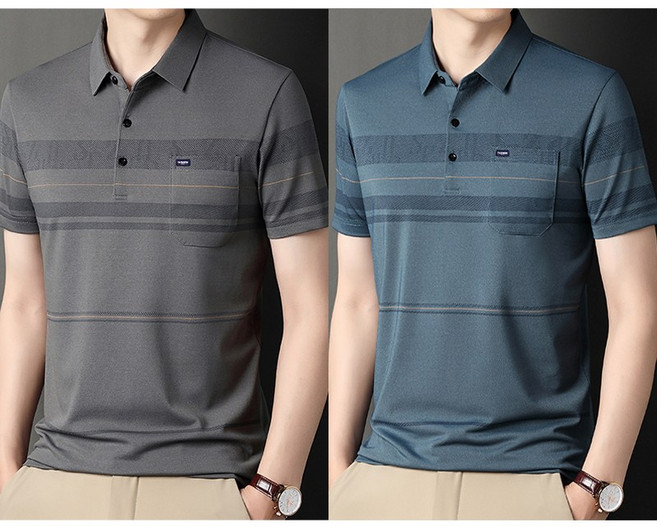 YANGTA 중년 남성 반팔 티셔츠 여름 반팔티 루즈핏 아빠 여름옷 폴로 상의 남성 골프티셔츠 2P