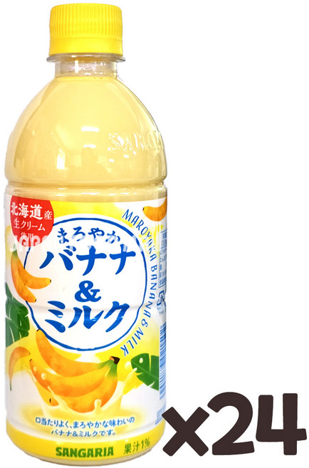 산가리아 바나나 & 밀크 우유, 500ml, 24개
