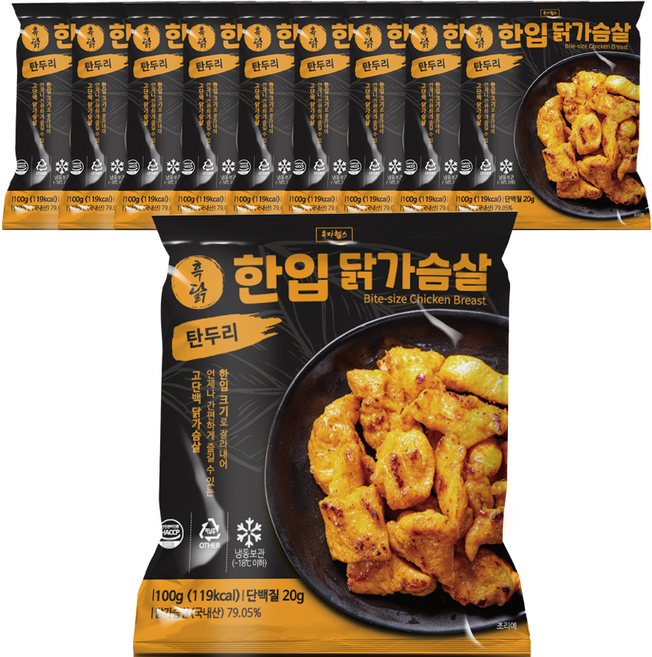 흑닭 한입 닭가슴살 탄두리, 100g, 10개
