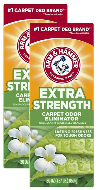 암앤해머 카펫 세탁 세제 냄새 제거 ARM & HAMMER Carpet Odor Eliminator Extra Strength, 850g, 2개