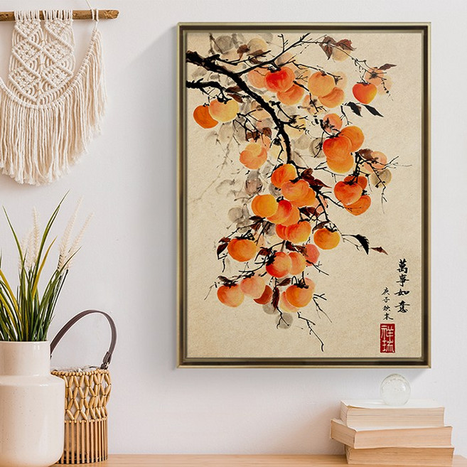 [인메이블] 복들어오는 감나무 그림 액자 13종 거실 풍수 인테리어 생기그림 어버이날선물 돈들어오는 개업선물, 05.[I]돈들어오는 감나무, [원목]올림액자, 20호