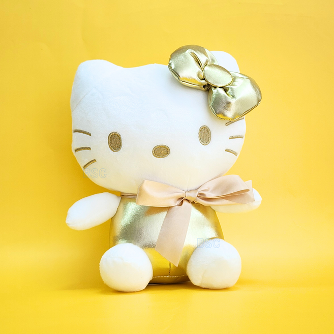 BSC 산리오 골드 헬로키티 중형 인형 고양이 캐릭터인형 골드키티, 1개, 헬로키티 골드  중형 인형, 25cm