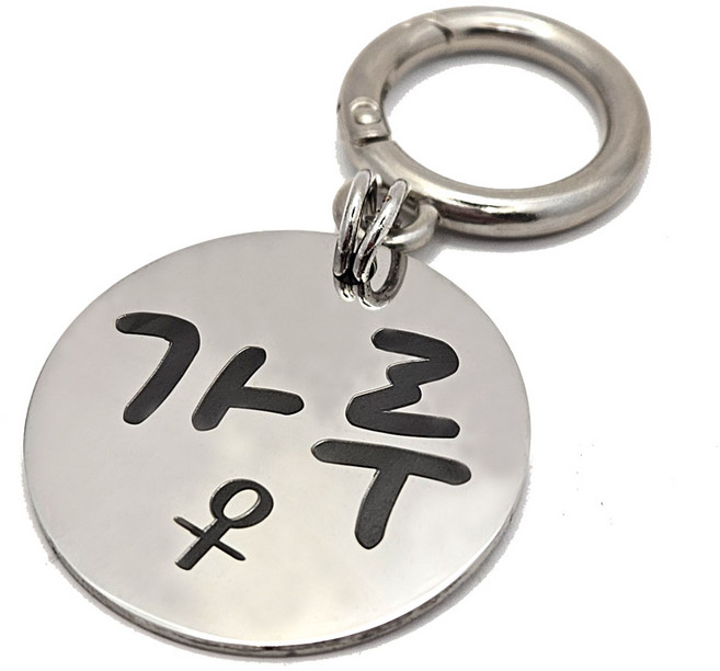 아츠플로우 고리형 대형견 인식표, 원형, 1개, 실버