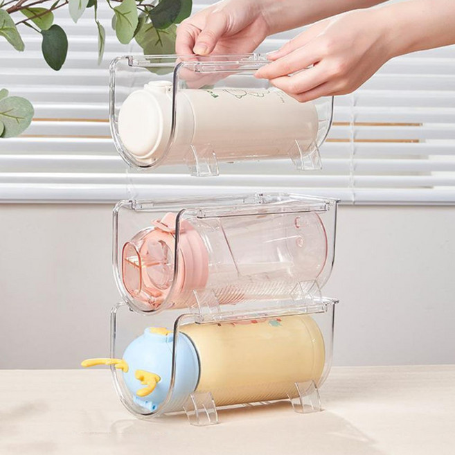 적층식 텀블러 거치대 정리함 수납대 물병 정리대 텀블러랙 트레이 선반 보관 1구 N845, 단품, 1개