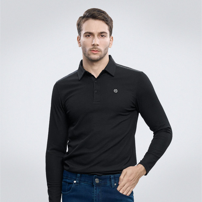 [김영주스포츠] 남성 겨울 기모 골프 카라 티셔츠_모던자가드 프리미엄 피치 기모 자가드 원단 아웃도어 카라넥 빅사이즈 티셔츠