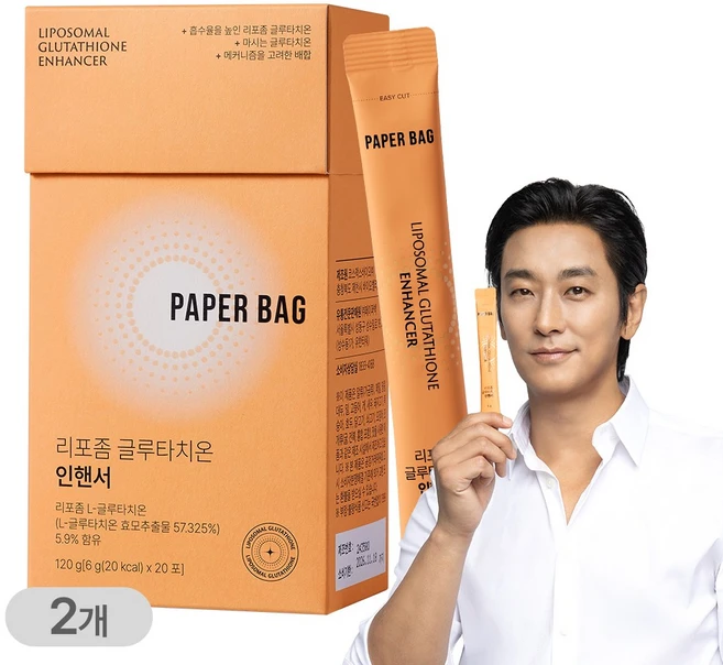페이퍼백 인핸서 리포좀 글루타치온, 2박스, 120g - 쿠팡
