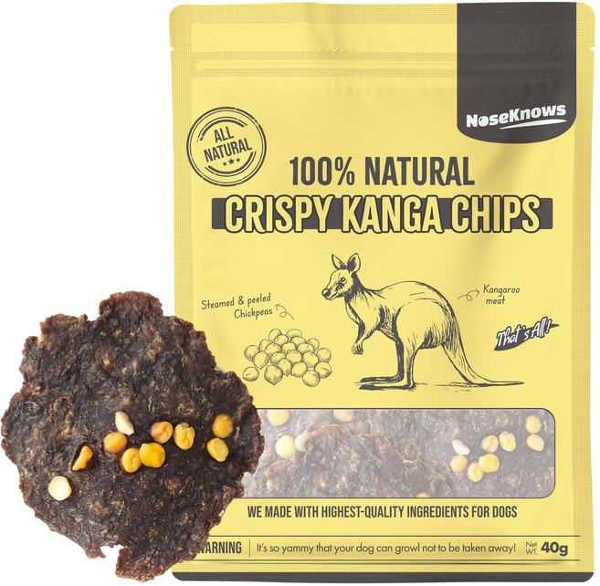 바프독 노즈노우즈 크리스피 칩스 캥거루 말 칠면조 돼지 소 바삭한 강아지 수제 간식, 1개, 40g, 캉가칩(캥거루)