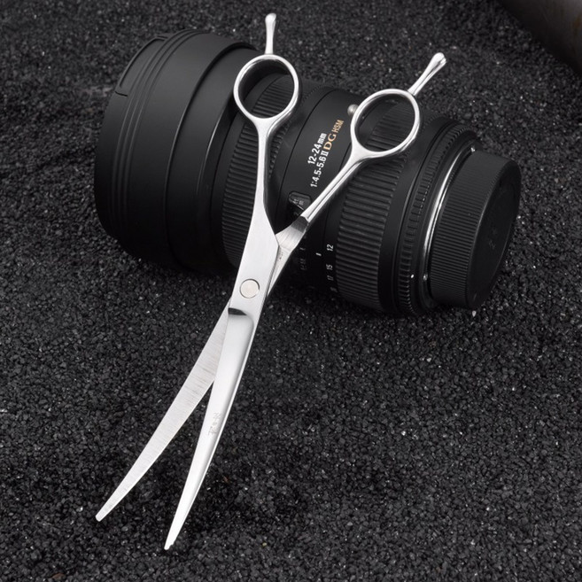 리빙픽 반려동물 컬 가위 15도 곡선형, 1개, 은색