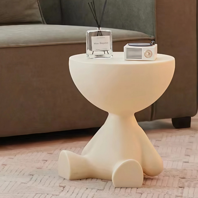 마일드하우스 귀여운 인형모양 사이드 수납 미니 테이블, 베이지