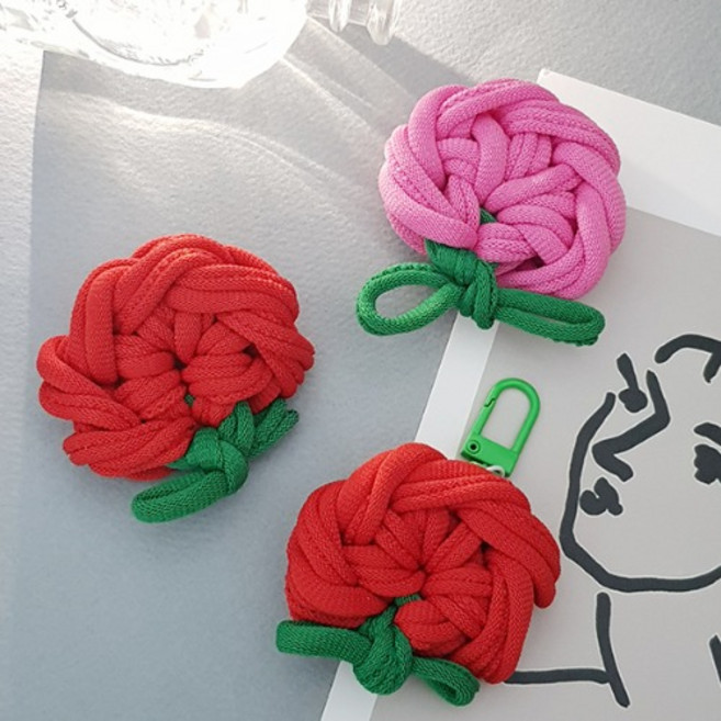 2개) 양말목 카네이션 만들기 키링 DIY 재료 업사이클링 어버이날 스승의날 선물 CA 시간 교재