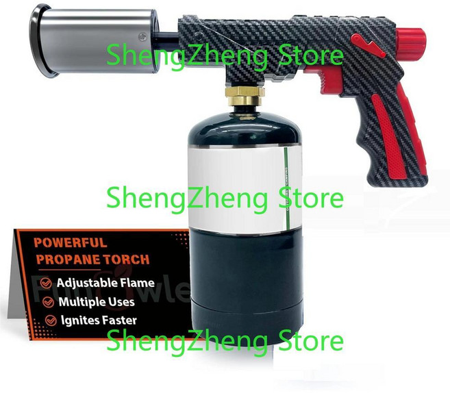조절 불꽃이 프로판 토치 건 바베큐 그릴 수비드 캠프파이어 숯불 점화용 휴대용 탱크 미포함, 1개, 선택: 기본
