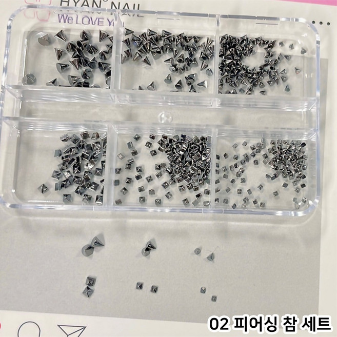 펑크스타일 실버 크롬파츠 6종세트, 1개, 02 피어싱 참 세트 (약450개입)