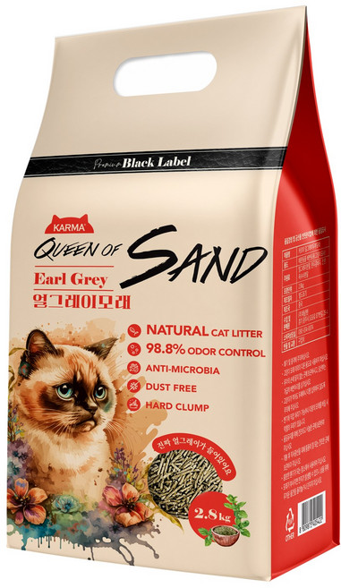 퀸오브샌드 블랙라벨 두부모래 고양이모래 얼그레이 2.8kg, 1개