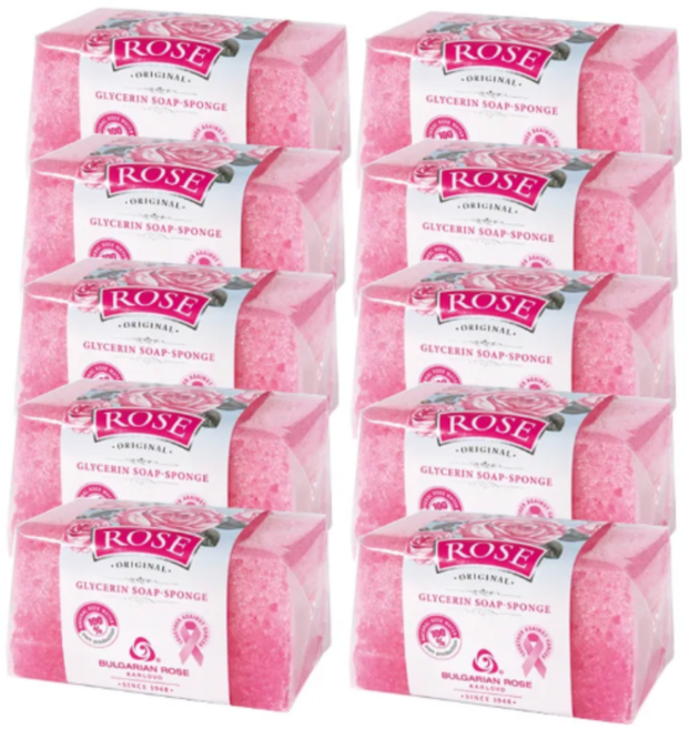 불가리안로즈 장미 로즈 필링 스펀지솝 비누70g 10개, 10개입