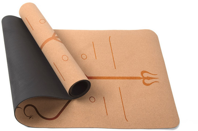 [ moyi ] 코르크 천연고무요가 매트 바디라인 스포츠 매트 헬스 매트 183*68, 원목색, 1개