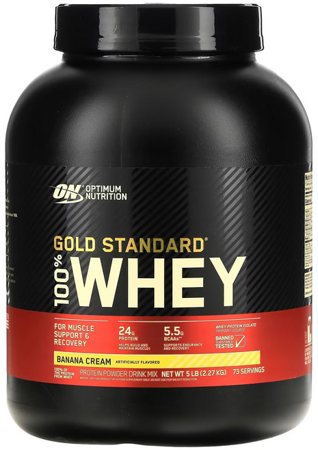옵티멈뉴트리션 골드 스탠다드 웨이 프로틴 아이솔레이트 단백질 보충제 바나나 크림, 1개, 2.27kg